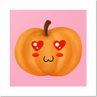 Kawaii Pumpkin In Love Posters and Art